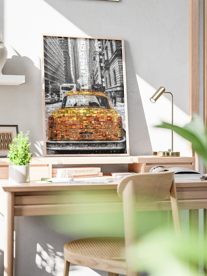 Stunning NYC Taxi Mosaic Artwork - Captivating Urban Art for Home & Office Decor AtelierMosaics