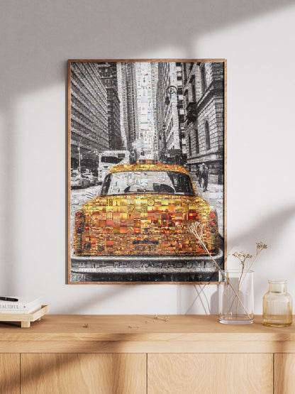 Stunning NYC Taxi Mosaic Artwork - Captivating Urban Art for Home & Office Decor AtelierMosaics