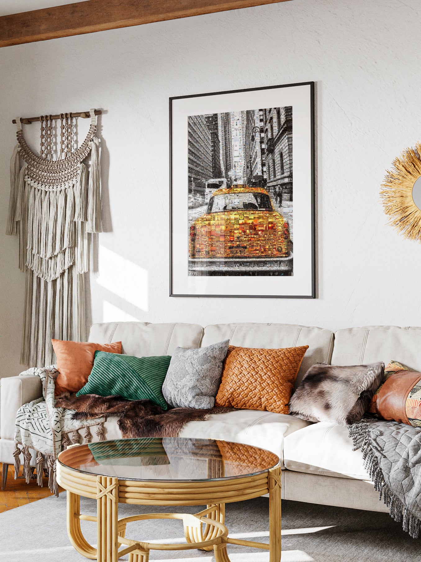 Stunning NYC Taxi Mosaic Artwork - Captivating Urban Art for Home & Office Decor AtelierMosaics