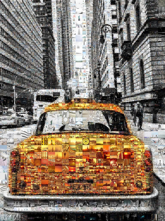 Stunning NYC Taxi Mosaic Artwork - Captivating Urban Art for Home & Office Decor AtelierMosaics