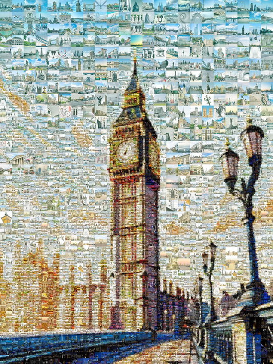 Stunning London Mosaic Artwork Featuring Iconic Big Ben and City Landmarks - Perfect for Home Decor AtelierMosaics