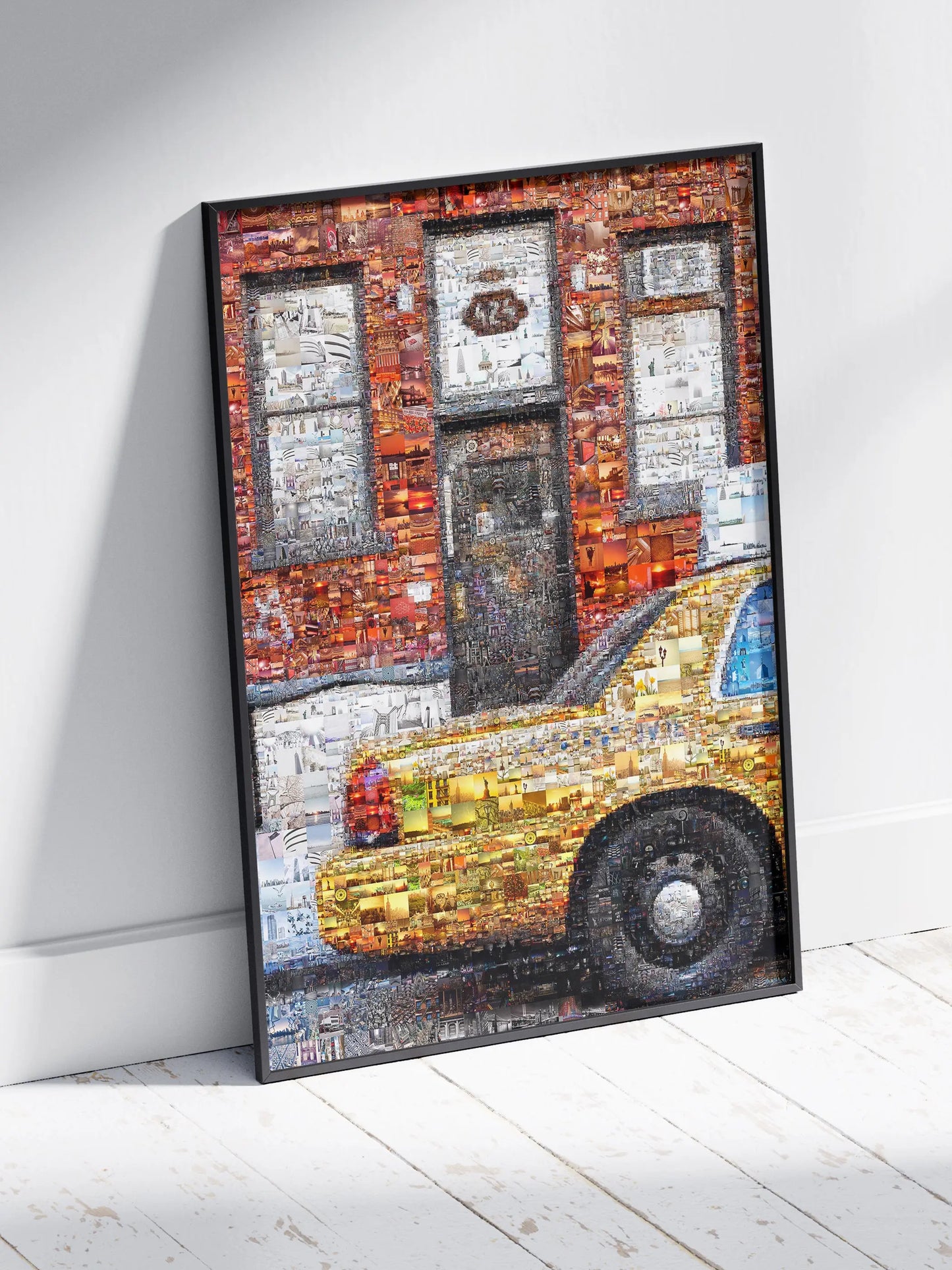 Stunning Urban Mosaic Artwork - Vibrant Yellow Taxi with Iconic Cityscapes - Perfect for Home Decor AtelierMosaics