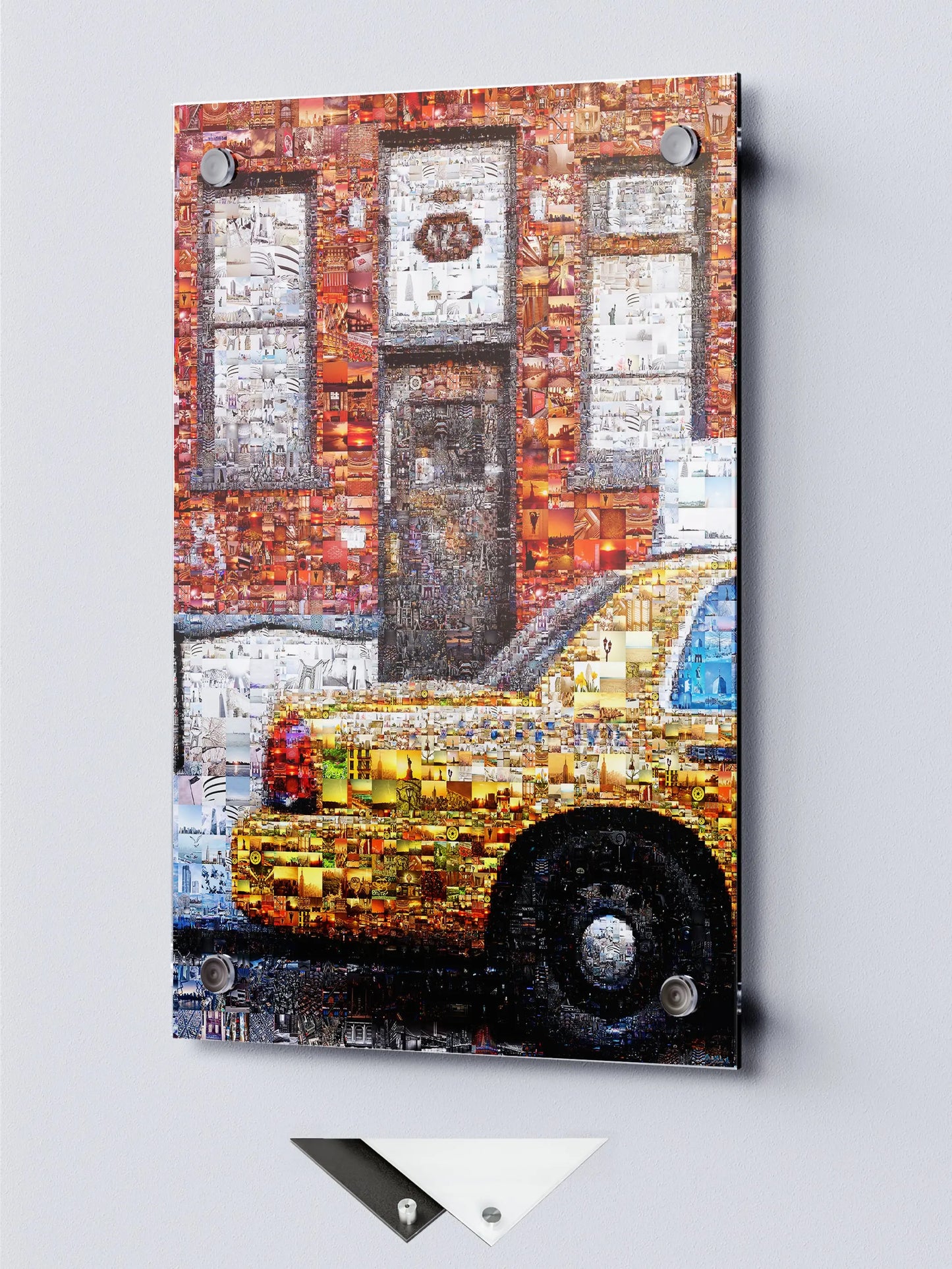 Stunning Urban Mosaic Artwork - Vibrant Yellow Taxi with Iconic Cityscapes - Perfect for Home Decor AtelierMosaics