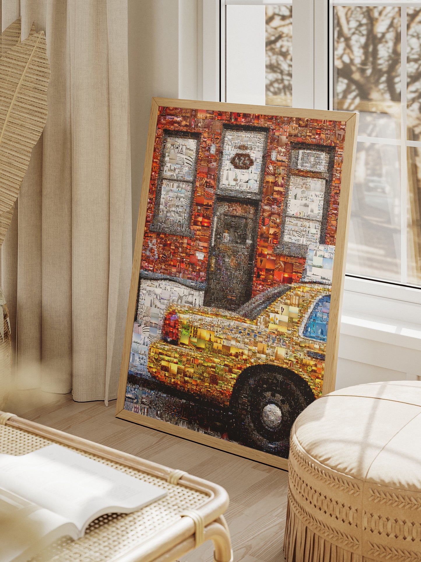 Stunning Urban Mosaic Artwork - Vibrant Yellow Taxi with Iconic Cityscapes - Perfect for Home Decor AtelierMosaics