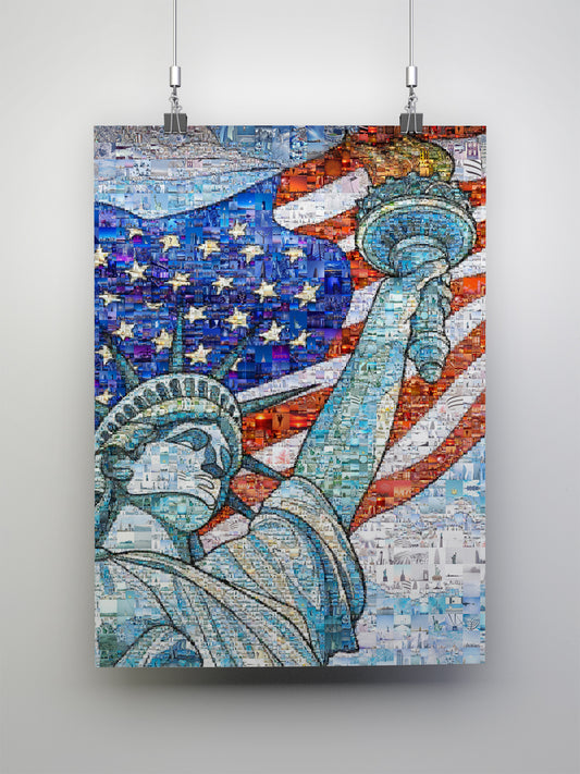 Statue of Liberty Mosaic Art - Unique American Wall Decor for Home & Office
