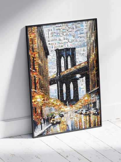 Stunning Brooklyn Bridge Mosaic Art - Unique Urban Landscape Collage for Home Decor AtelierMosaics