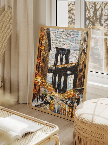 Stunning Brooklyn Bridge Mosaic Art - Unique Urban Landscape Collage for Home Decor AtelierMosaics