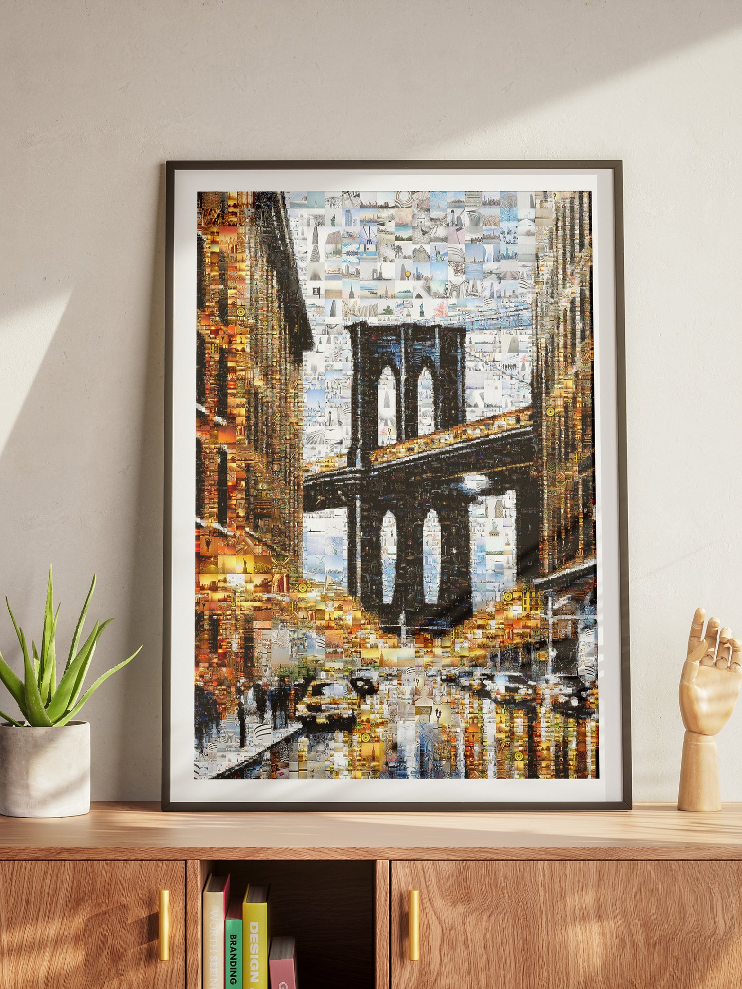 Stunning Brooklyn Bridge Mosaic Art - Unique Urban Landscape Collage for Home Decor AtelierMosaics