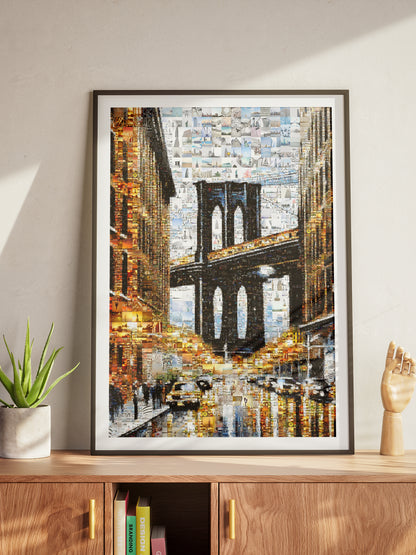 Stunning Brooklyn Bridge Mosaic Art - Unique Urban Landscape Collage for Home Decor AtelierMosaics