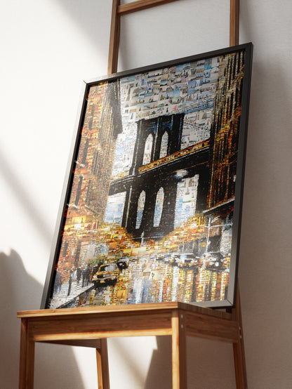 Stunning Brooklyn Bridge Mosaic Art - Unique Urban Landscape Collage for Home Decor AtelierMosaics