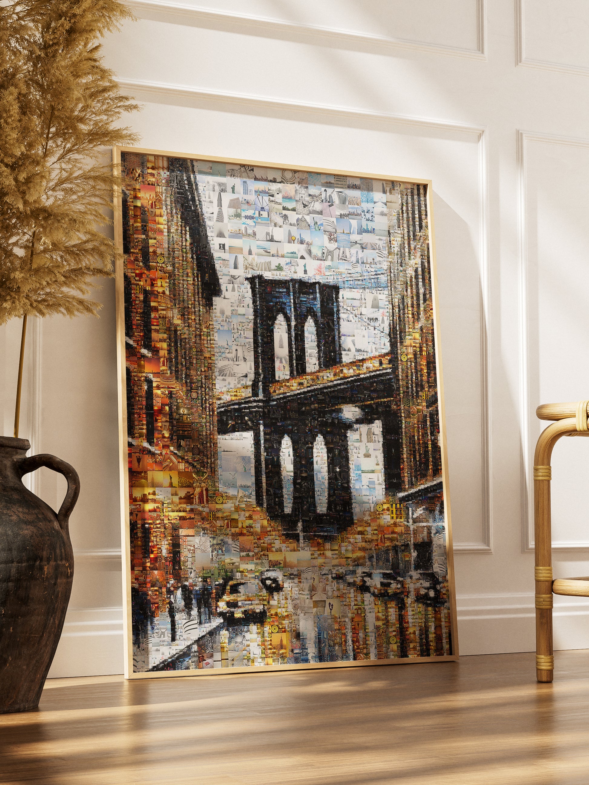 Stunning Brooklyn Bridge Mosaic Art - Unique Urban Landscape Collage for Home Decor AtelierMosaics
