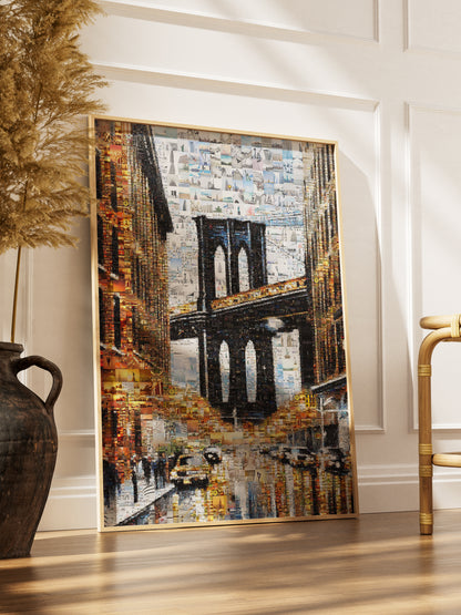 Stunning Brooklyn Bridge Mosaic Art - Unique Urban Landscape Collage for Home Decor AtelierMosaics