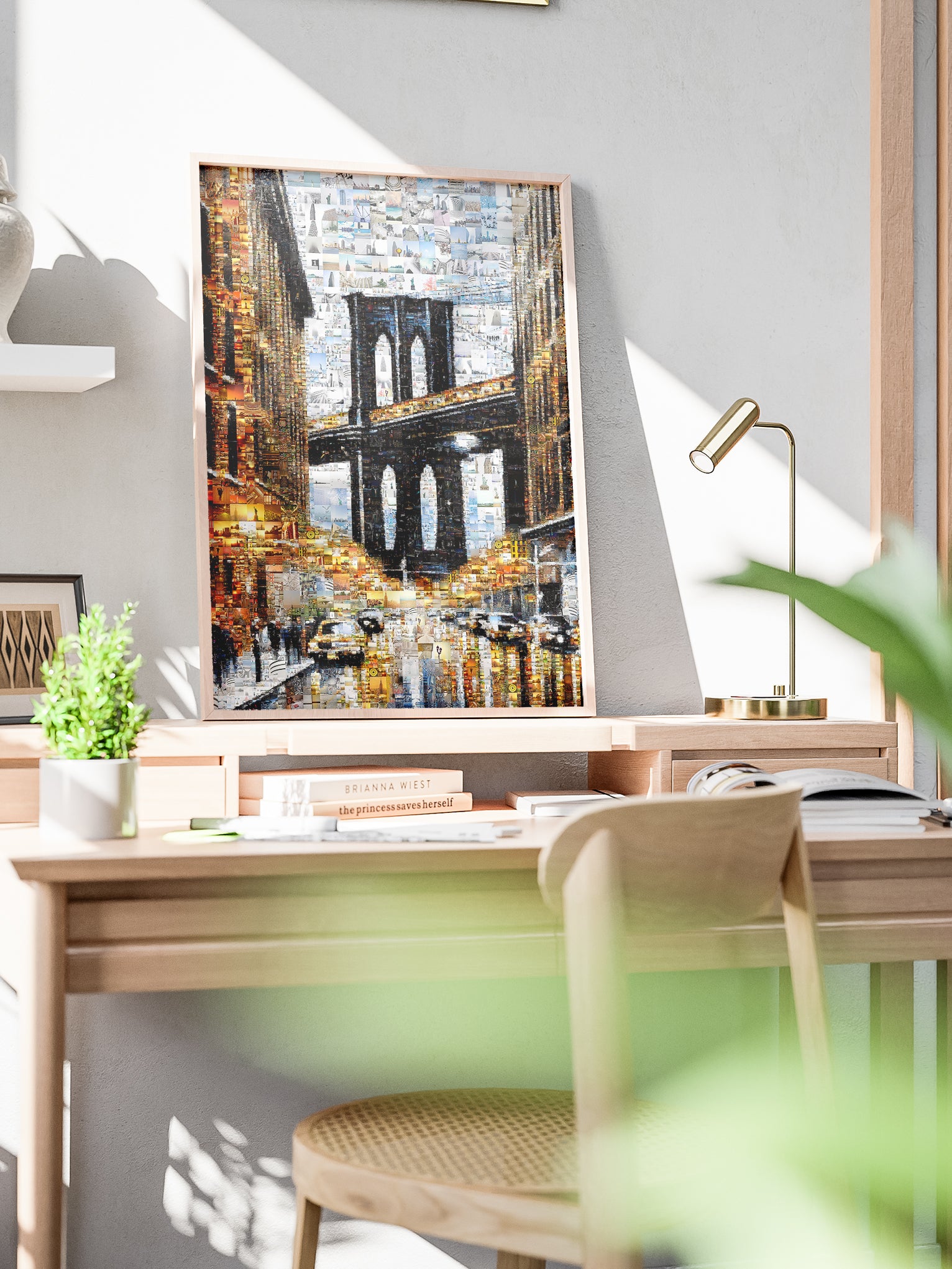 Stunning Brooklyn Bridge Mosaic Art - Unique Urban Landscape Collage for Home Decor AtelierMosaics