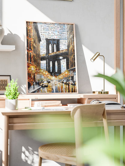 Stunning Brooklyn Bridge Mosaic Art - Unique Urban Landscape Collage for Home Decor AtelierMosaics