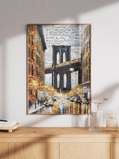 Stunning Brooklyn Bridge Mosaic Art - Unique Urban Landscape Collage for Home Decor AtelierMosaics