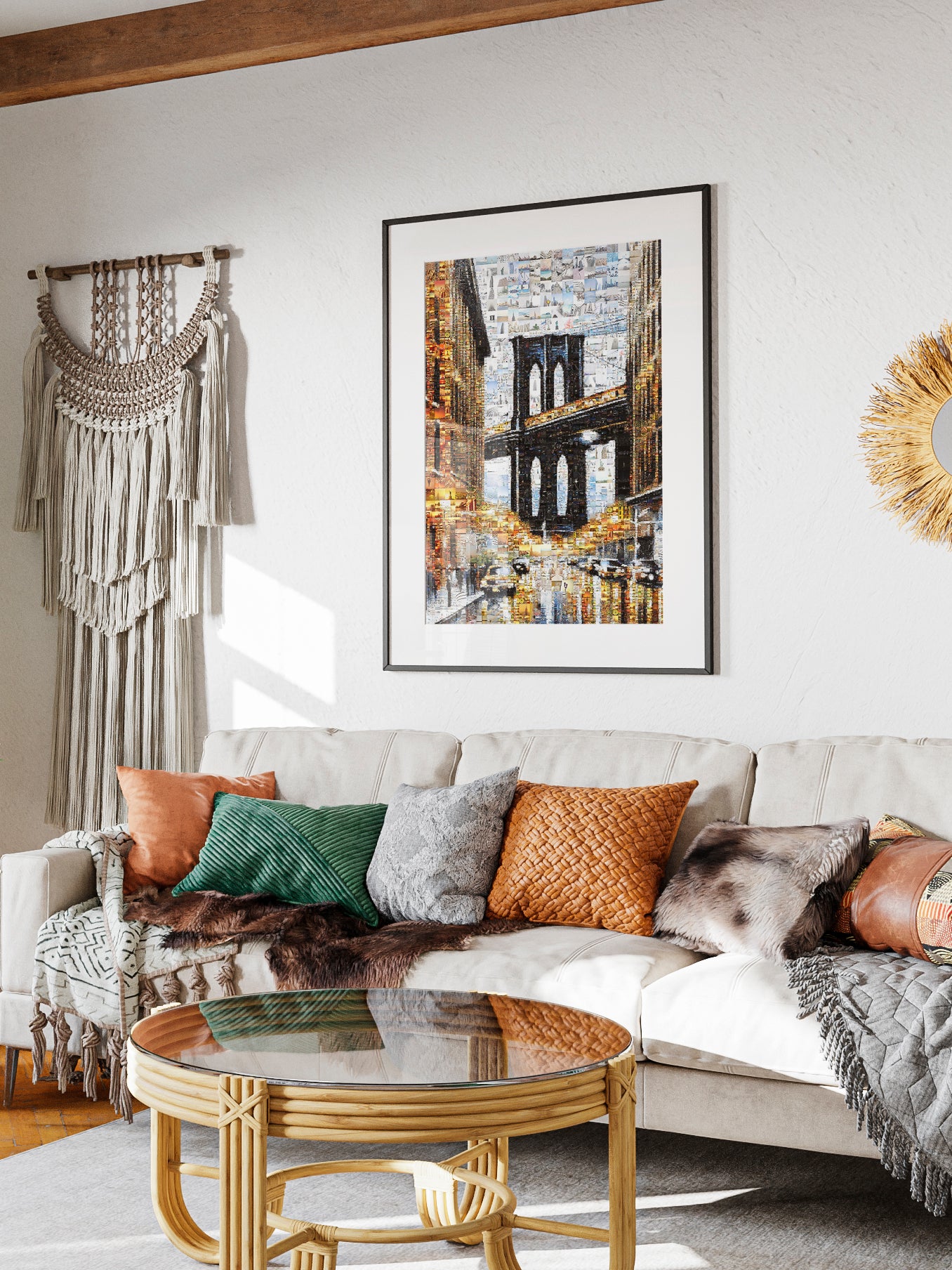 Stunning Brooklyn Bridge Mosaic Art - Unique Urban Landscape Collage for Home Decor AtelierMosaics
