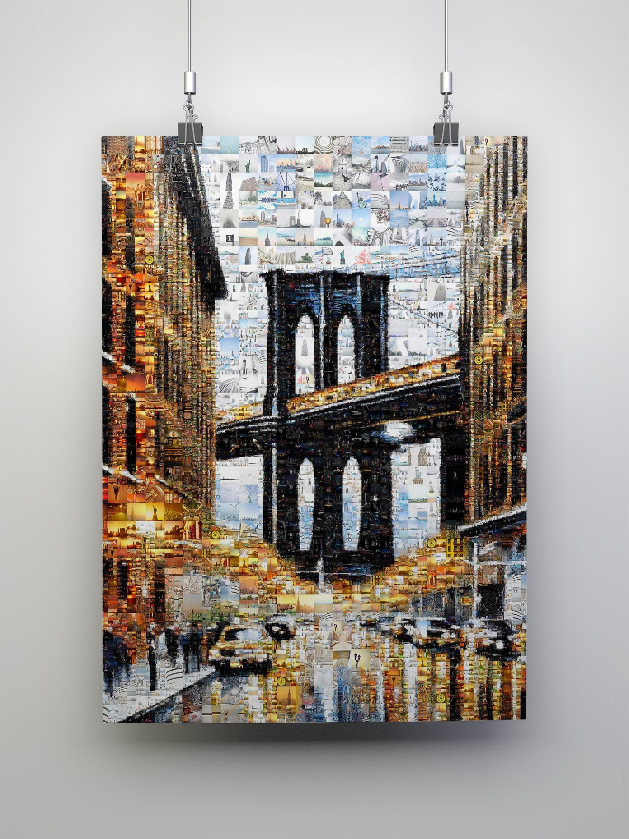 Stunning Brooklyn Bridge Mosaic Art - Unique Urban Landscape Collage for Home Decor AtelierMosaics