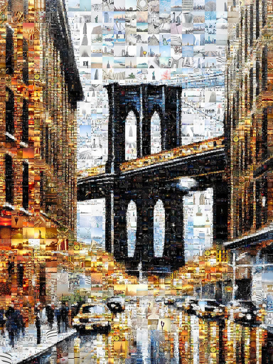 Stunning Brooklyn Bridge Mosaic Art - Unique Urban Landscape Collage for Home Decor AtelierMosaics