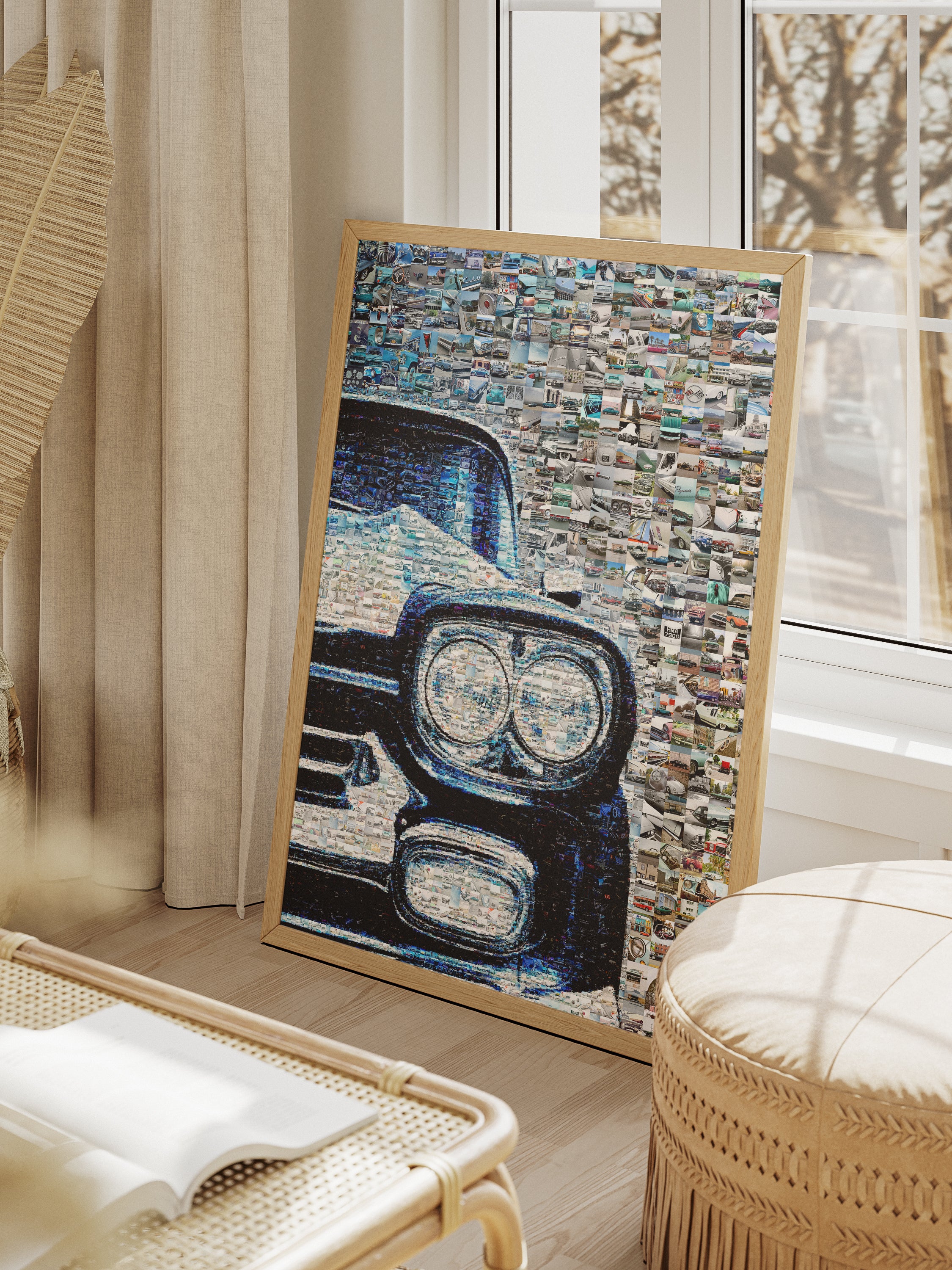 オールドカー　アーリーアメリカンモザイクアート Classic Car Close-Up Mosaic Art – Detailed | Car Mosaic Art