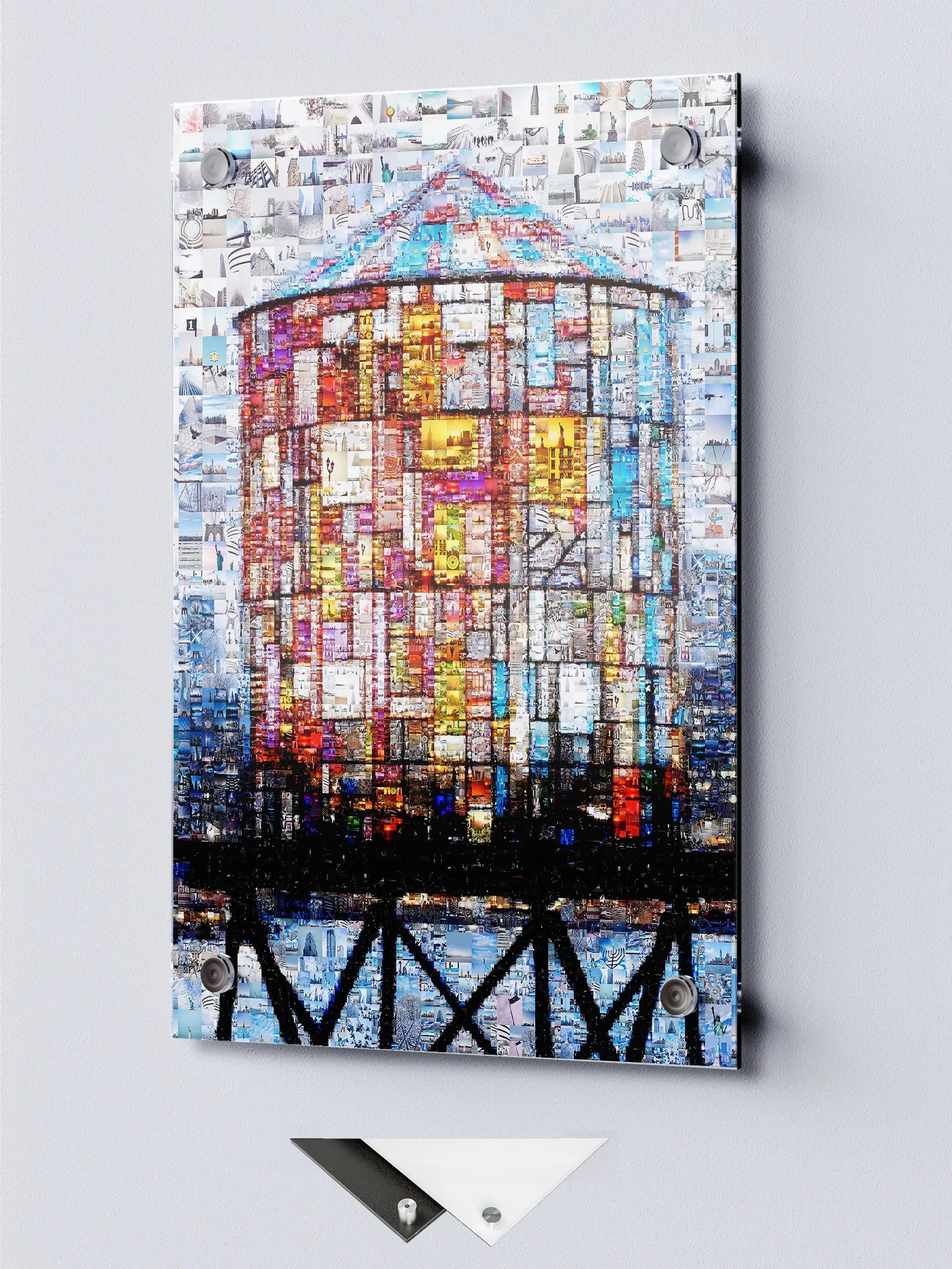Stunning Mosaic Artwork of a Water Tower - Unique Home Decor Piece for Art Lovers AtelierMosaics