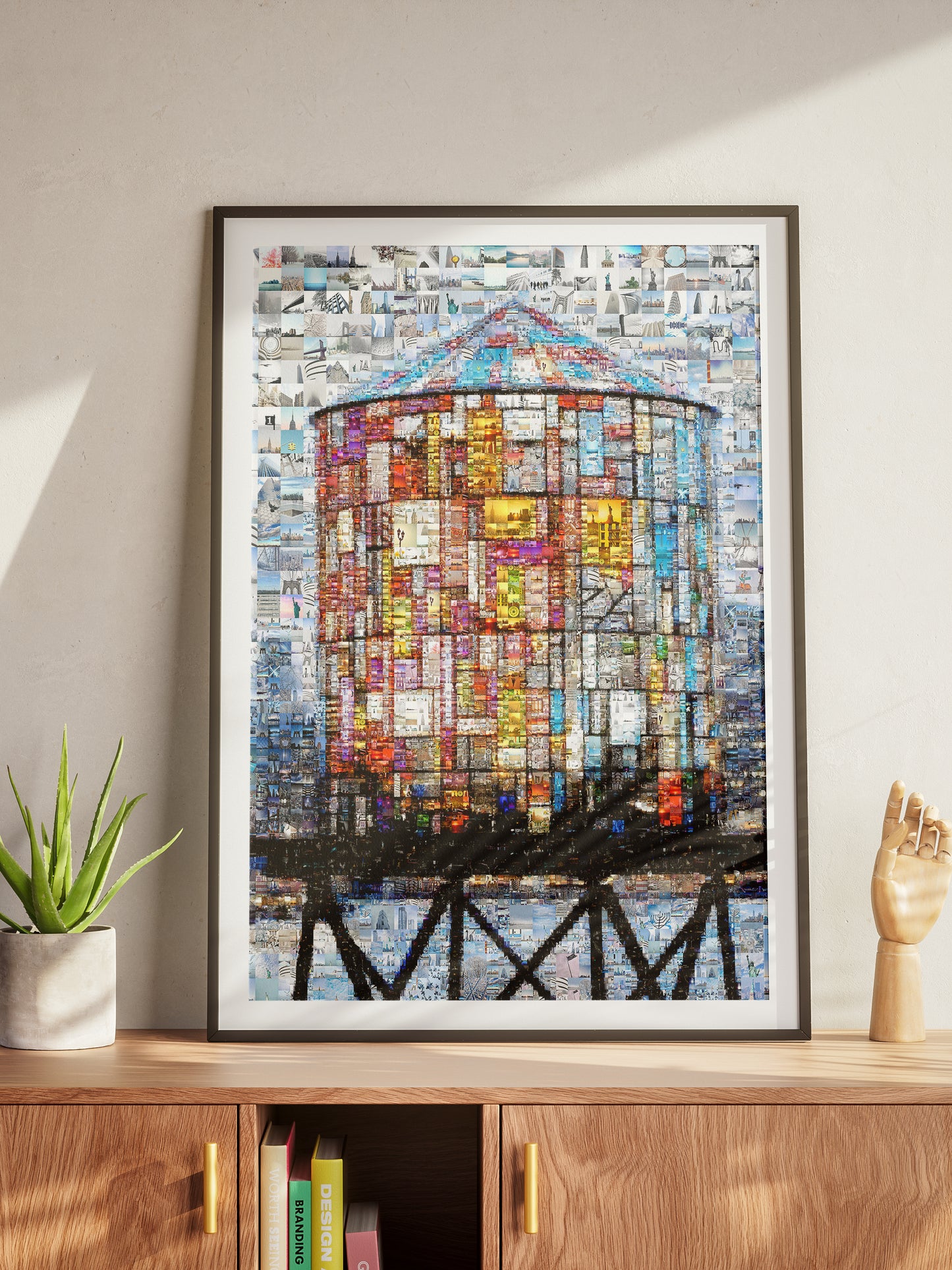 Stunning Mosaic Artwork of a Water Tower - Unique Home Decor Piece for Art Lovers AtelierMosaics