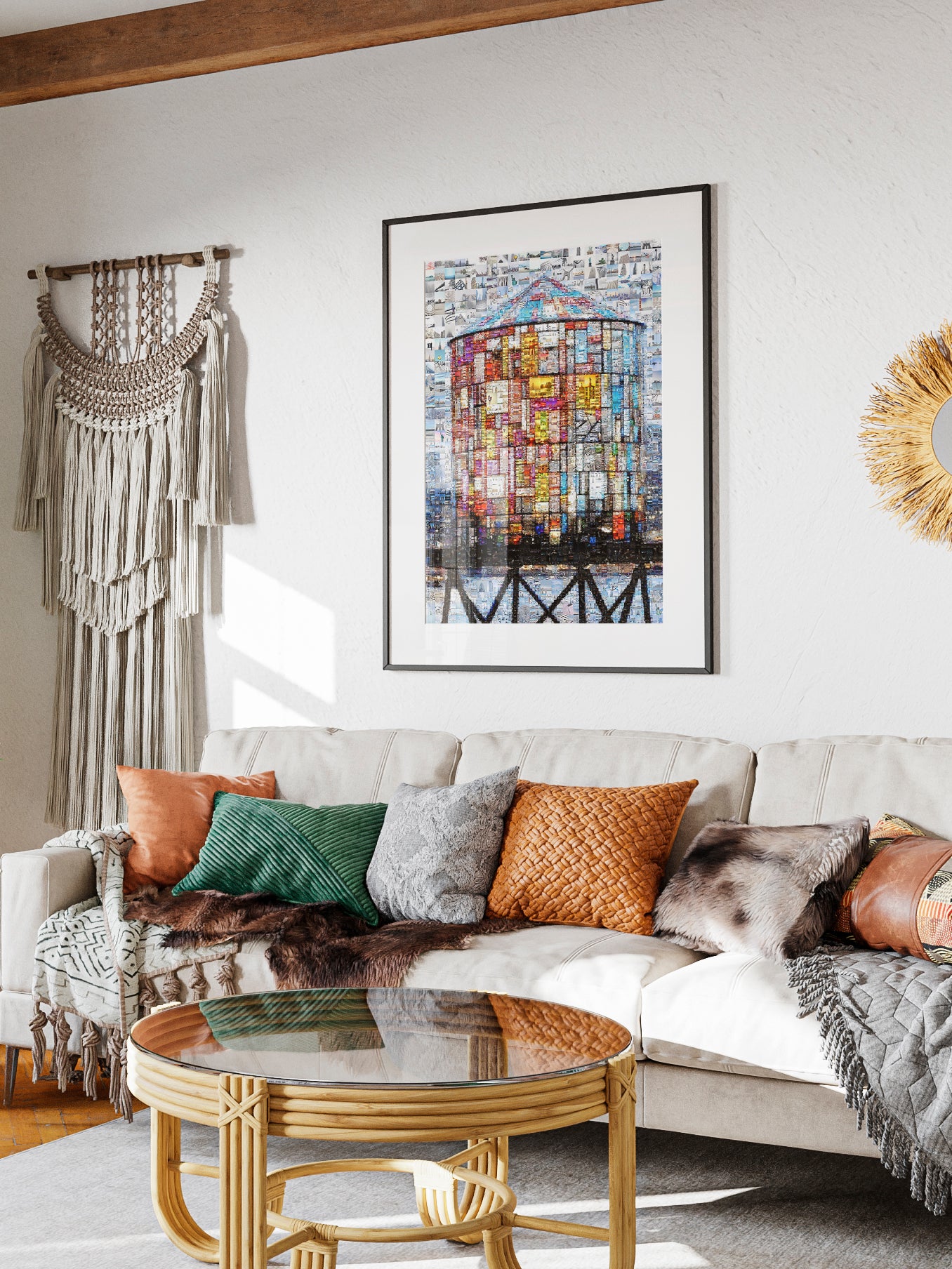 Stunning Mosaic Artwork of a Water Tower - Unique Home Decor Piece for Art Lovers AtelierMosaics