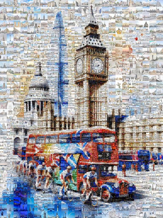 Vibrant London Mosaic Artwork - Unique Cityscape Wall Art for Home or Office AtelierMosaics