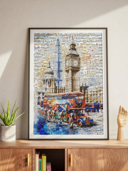 Vibrant London Mosaic Artwork - Unique Cityscape Wall Art for Home or Office AtelierMosaics