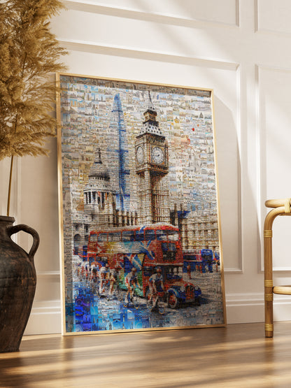 Vibrant London Mosaic Artwork - Unique Cityscape Wall Art for Home or Office AtelierMosaics