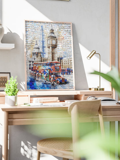 Vibrant London Mosaic Artwork - Unique Cityscape Wall Art for Home or Office AtelierMosaics