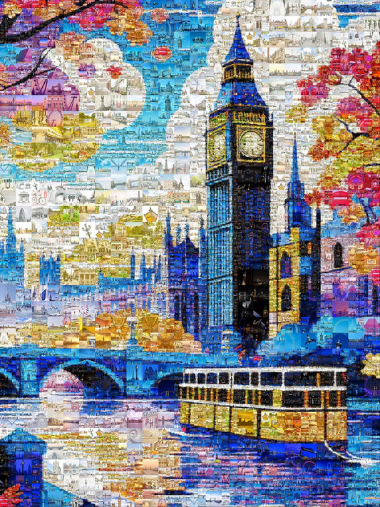 Stunning London Mosaic Artwork Featuring Big Ben and Iconic Landmarks - Perfect for Home Decor AtelierMosaics