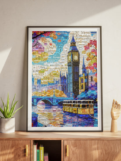 Stunning London Mosaic Artwork Featuring Big Ben and Iconic Landmarks - Perfect for Home Decor AtelierMosaics