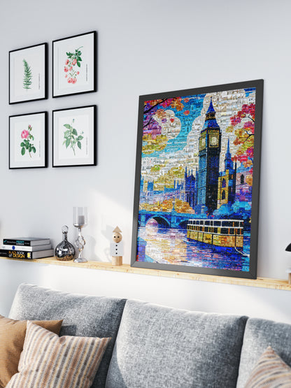 Stunning London Mosaic Artwork Featuring Big Ben and Iconic Landmarks - Perfect for Home Decor AtelierMosaics