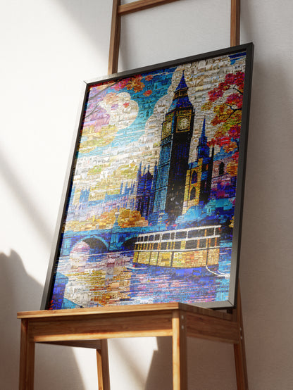 Stunning London Mosaic Artwork Featuring Big Ben and Iconic Landmarks - Perfect for Home Decor AtelierMosaics