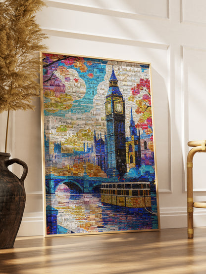 Stunning London Mosaic Artwork Featuring Big Ben and Iconic Landmarks - Perfect for Home Decor AtelierMosaics