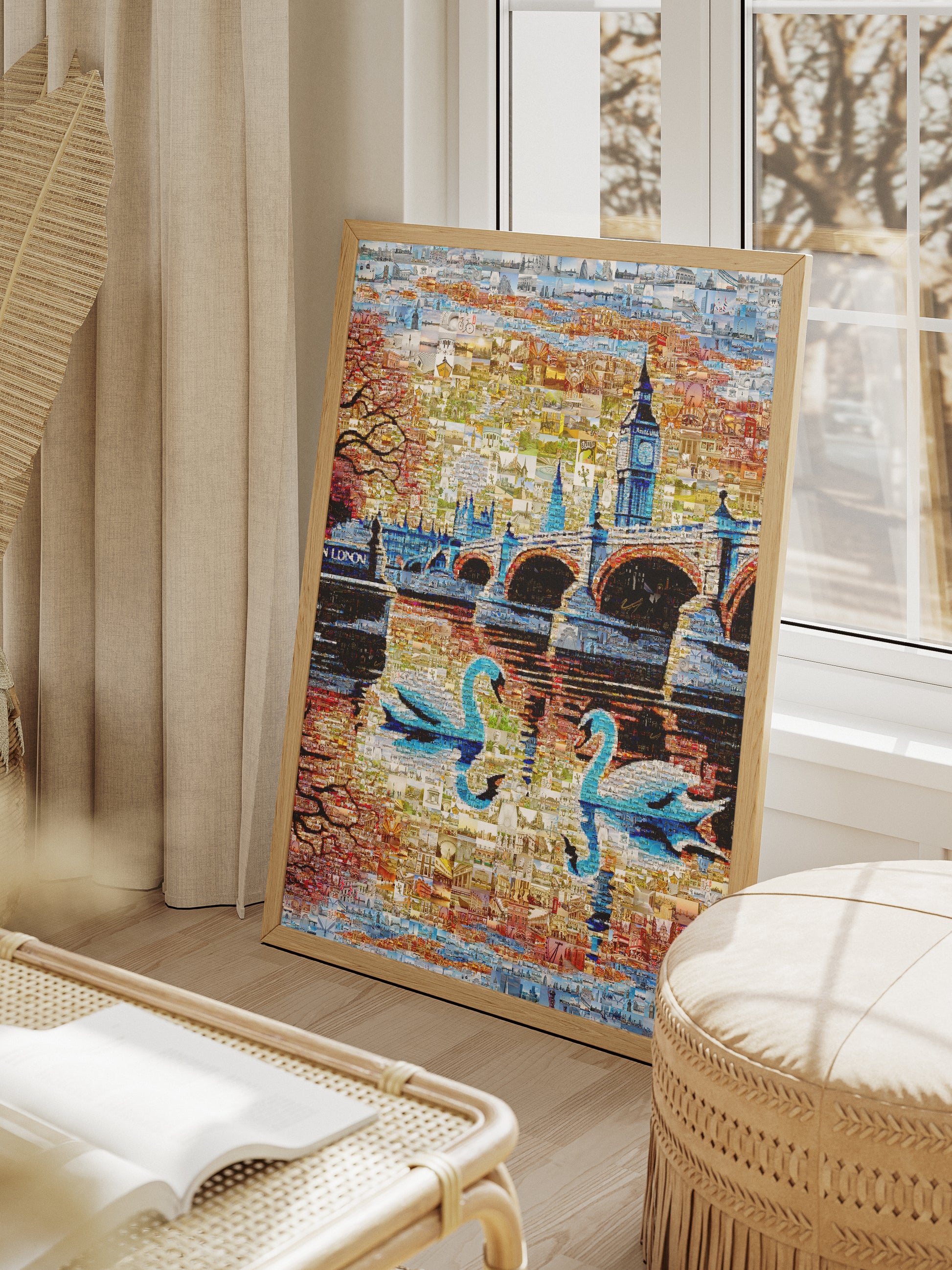 Stunning London Mosaic Artwork Featuring Iconic Landmarks and Swans - Perfect Home Decor AtelierMosaics