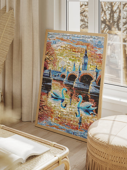 Stunning London Mosaic Artwork Featuring Iconic Landmarks and Swans - Perfect Home Decor AtelierMosaics