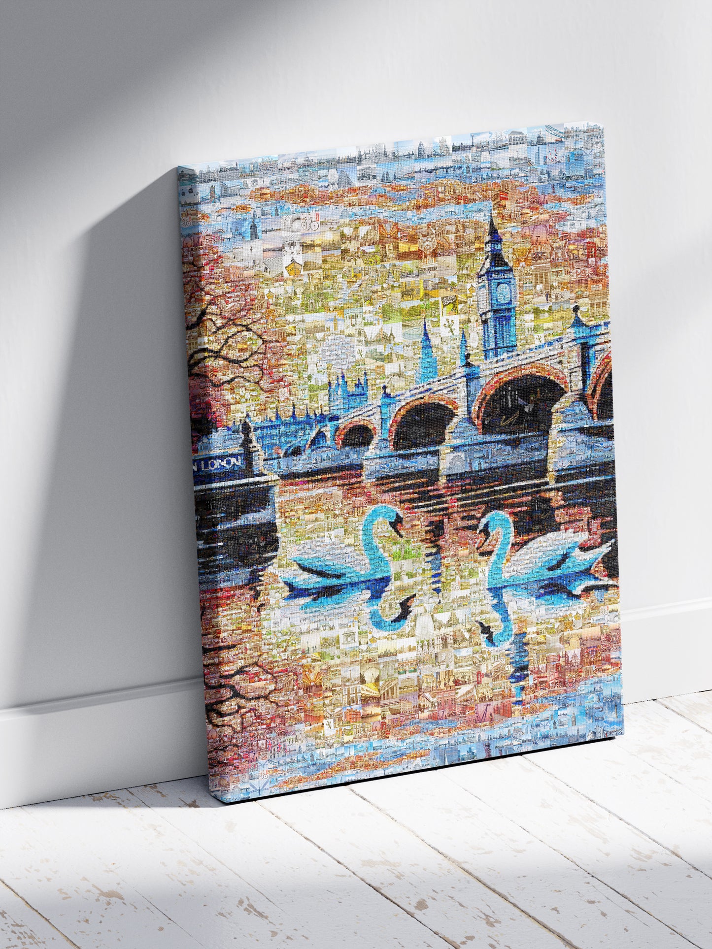 Stunning London Mosaic Artwork Featuring Iconic Landmarks and Swans - Perfect Home Decor AtelierMosaics
