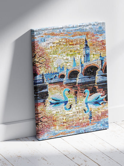 Stunning London Mosaic Artwork Featuring Iconic Landmarks and Swans - Perfect Home Decor AtelierMosaics