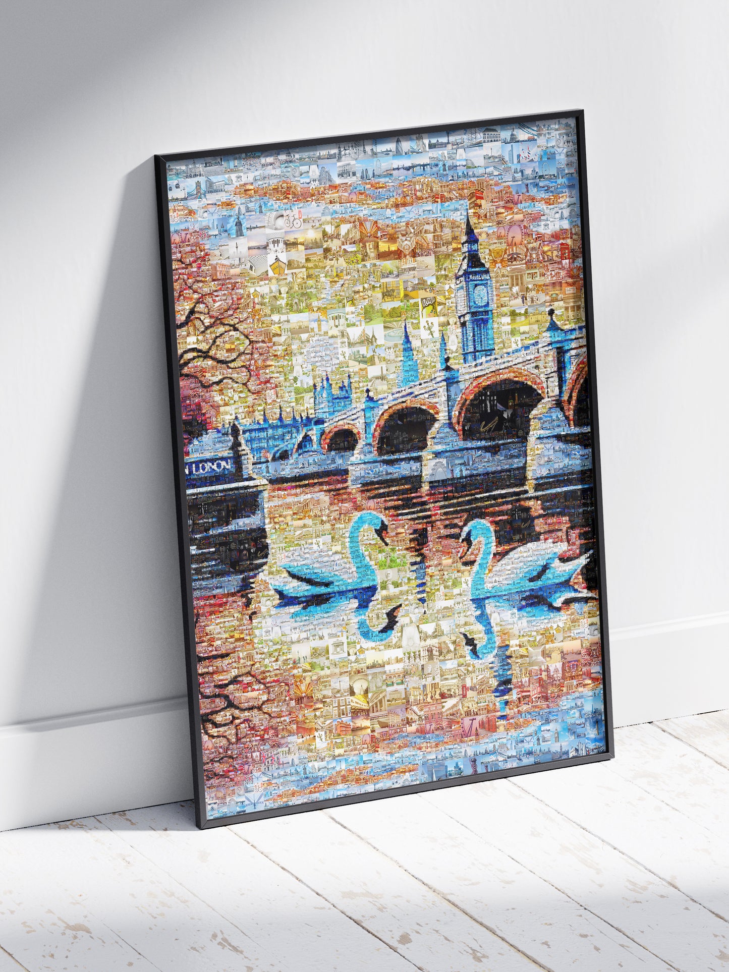Stunning London Mosaic Artwork Featuring Iconic Landmarks and Swans - Perfect Home Decor AtelierMosaics
