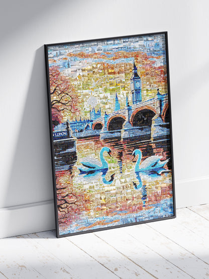 Stunning London Mosaic Artwork Featuring Iconic Landmarks and Swans - Perfect Home Decor AtelierMosaics