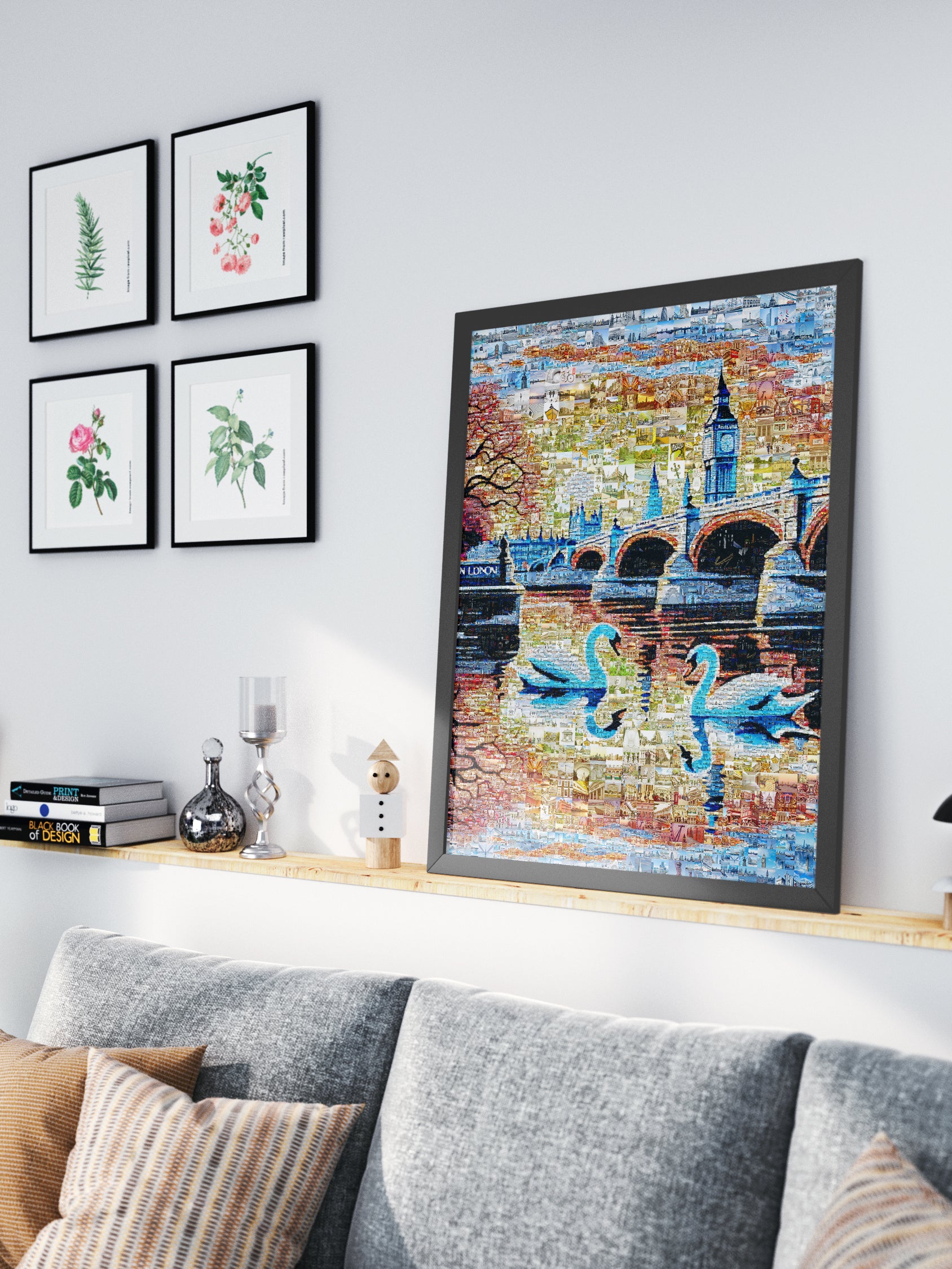 Stunning London Mosaic Artwork Featuring Iconic Landmarks and Swans - Perfect Home Decor AtelierMosaics