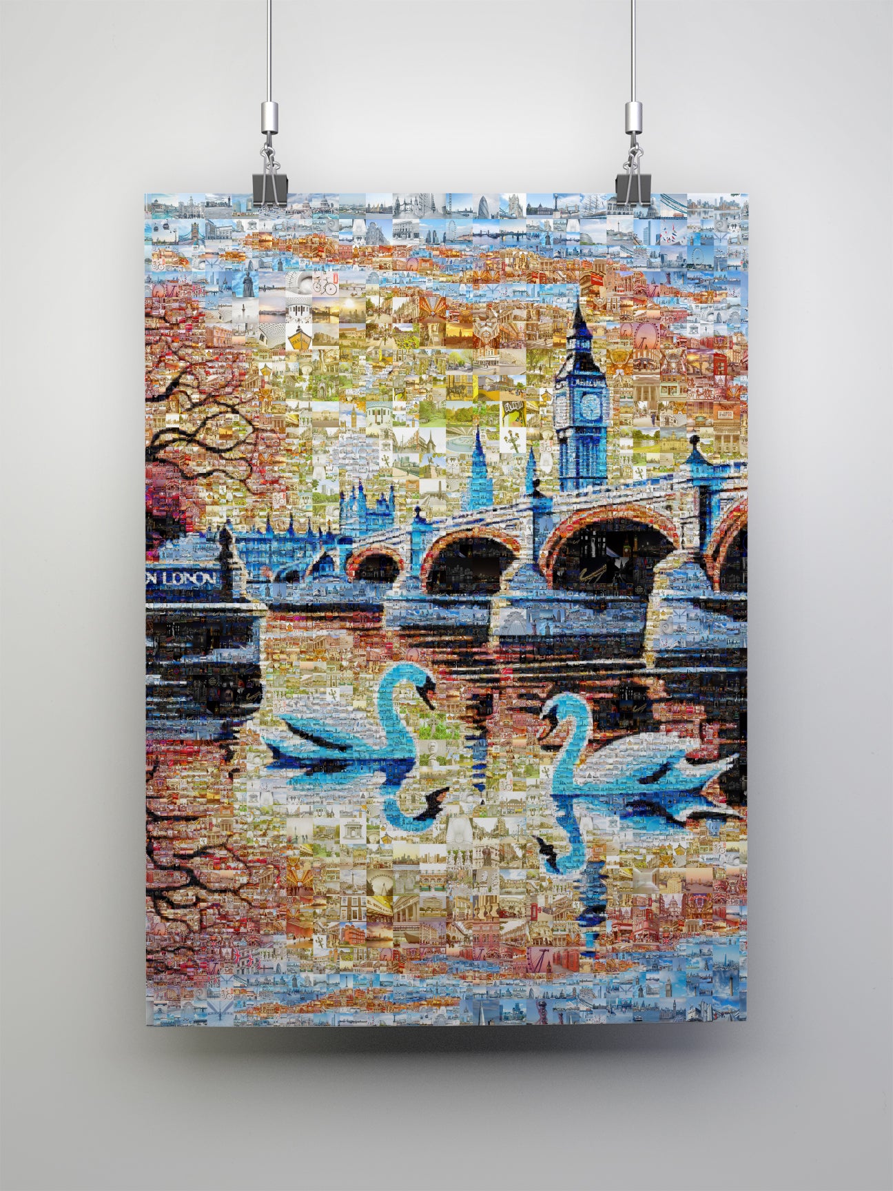 Stunning London Mosaic Artwork Featuring Iconic Landmarks and Swans - Perfect Home Decor AtelierMosaics