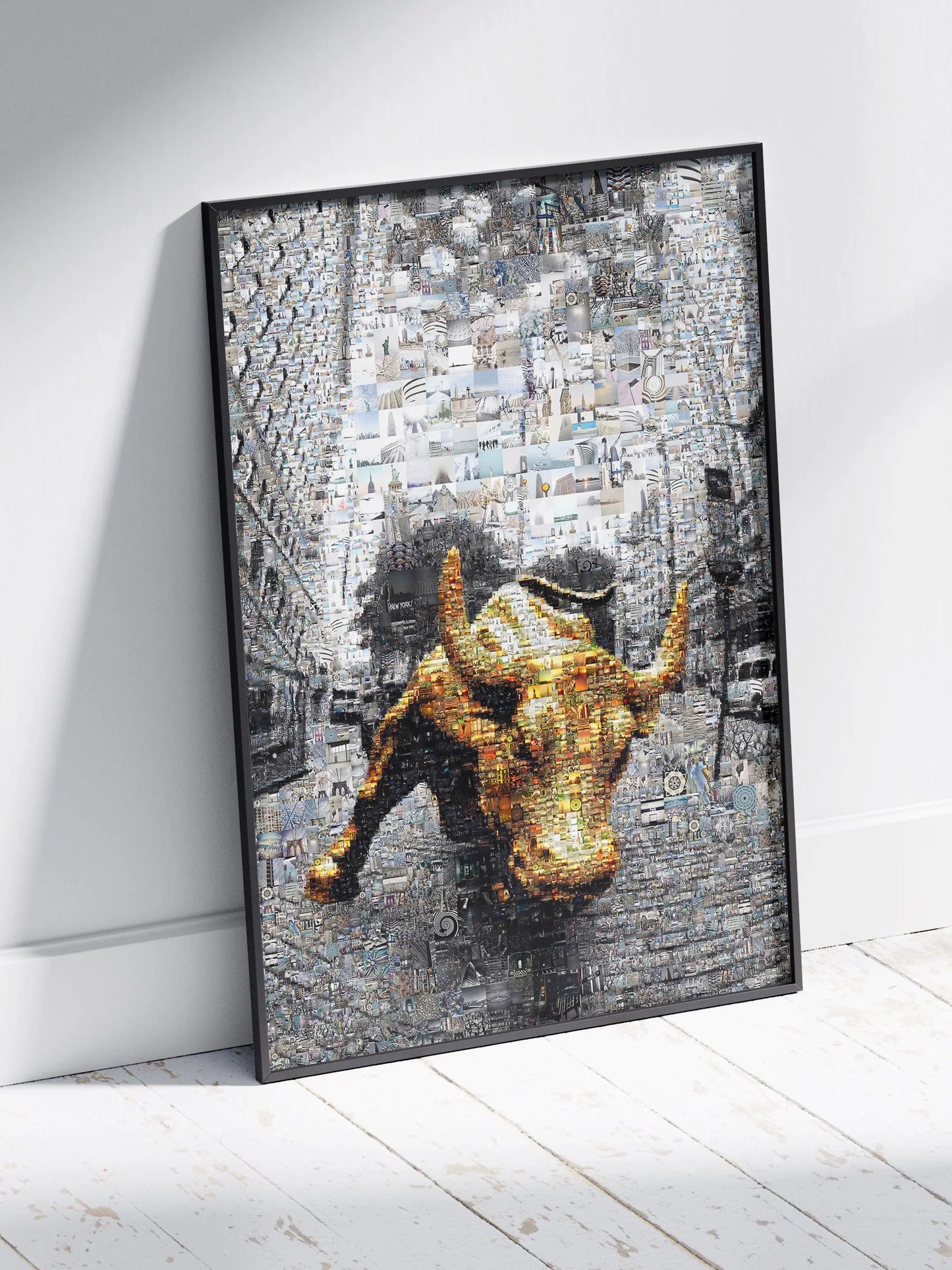 Dynamic Bull Mosaic Art - Captivating Urban Wall Decor for Modern Spaces AtelierMosaics