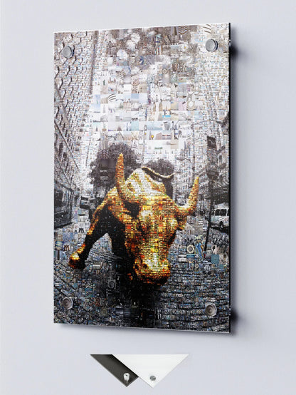Dynamic Bull Mosaic Art - Captivating Urban Wall Decor for Modern Spaces AtelierMosaics