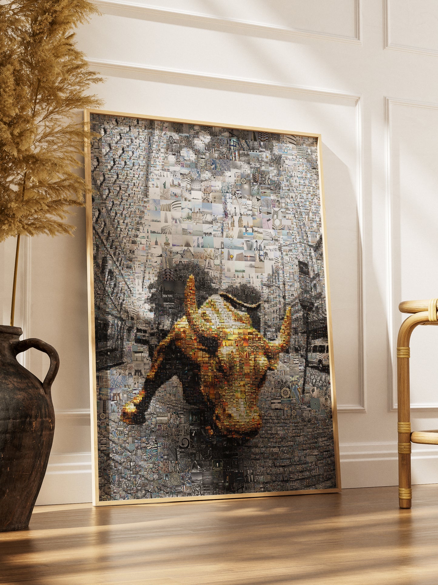Dynamic Bull Mosaic Art - Captivating Urban Wall Decor for Modern Spaces AtelierMosaics