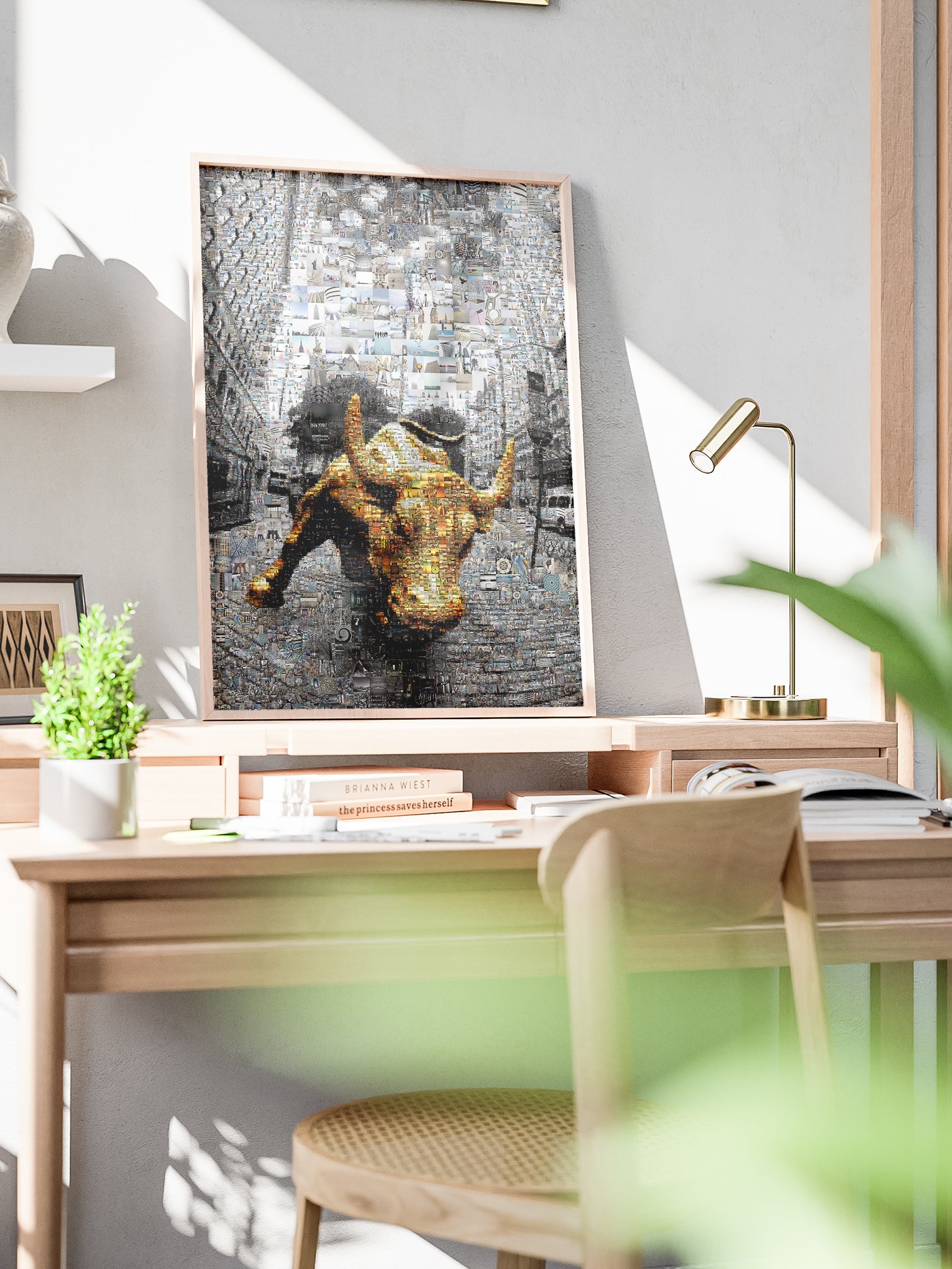 Dynamic Bull Mosaic Art - Captivating Urban Wall Decor for Modern Spaces AtelierMosaics