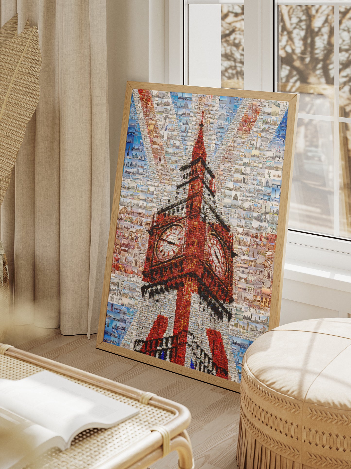 Stunning London Mosaic Art Featuring Big Ben and Iconic Red Bus - Perfect for Home Decor AtelierMosaics