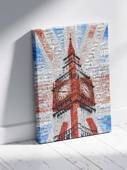 Stunning London Mosaic Art Featuring Big Ben and Iconic Red Bus - Perfect for Home Decor AtelierMosaics