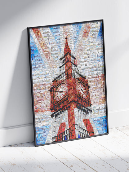 Stunning London Mosaic Art Featuring Big Ben and Iconic Red Bus - Perfect for Home Decor AtelierMosaics